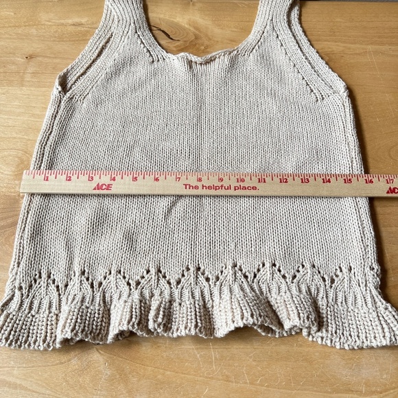 GRADE & GATHER CROCHET KNIT SLEEVELESS SWEATER TANK M BEIGE NEUTRAL CHIC BOHO - Picture 9 of 13